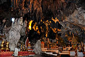Inle Lake Myanmar. Pindaya, the famous Shwe Oo Min pagoda, a natural cave filled with thousands of gilded Buddha statues. 